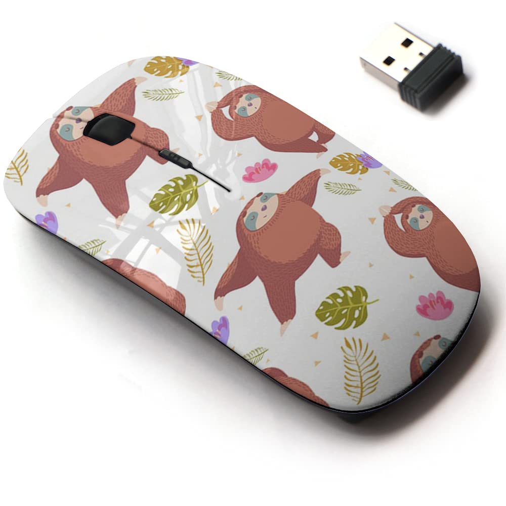 [Australia - AusPower] - 2.4G Wireless Mouse with Cute Pattern Design for All Laptops and Desktops with Nano Receiver - Cartoon Sloth 