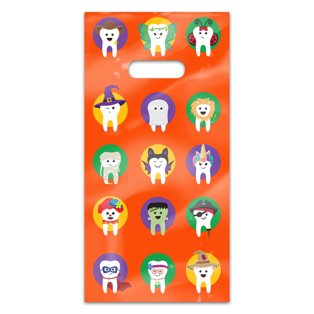 [Australia - AusPower] - Practicon 11098107 Halloween Character Teeth 6 x 12 Four-Color Patient Care Bags - 100 Pack 