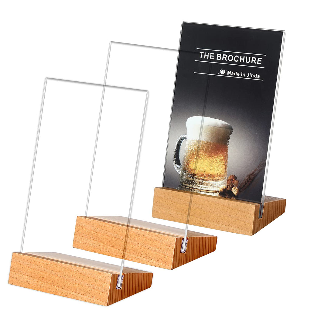 [Australia - AusPower] - Wedding Table Number Frames 3 Pieces Acrylic Sign Wood 4 x 6 Inch Base Table Number Frame Clear Acrylic Picture Frame Double-Sided Acrylic Table Numbers for Wedding Party Flyer Display 