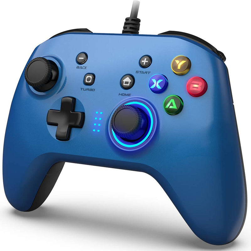 [Australia - AusPower] - BYEBUG Wired Gaming Controller for PC Windows 10/8/7 /PS3/Nintendo Switch/Android 4.0 UP, Joystick Gamepad with Dual-Vibration - Blue 