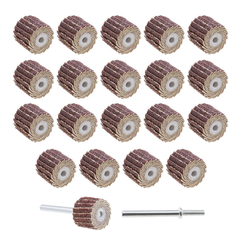 [Australia - AusPower] - 20Pcs 120 Grit Flap Wheel Sandpaper Sanding Disc for Rotary Tools with Long Handle Shank Mandrel 13x12x3mm/0.51x0.47x0.12inch Emery Cloth Polish Tool Accessories 