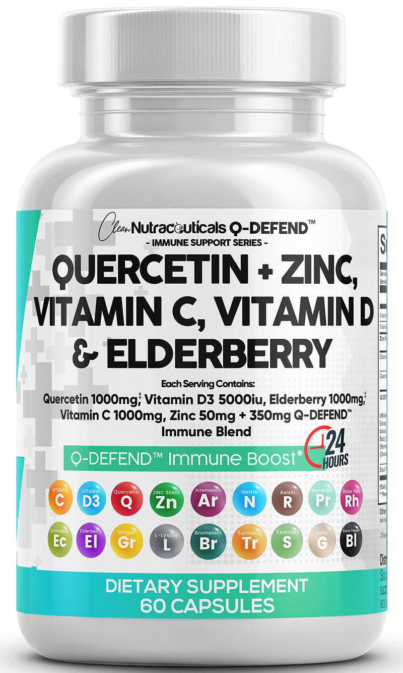 [Australia - AusPower] - Quercetin 1000mg Zinc 50mg Vitamin C 1000mg Vitamin D 5000 IU Bromelain Elderberry - Lung Immune Defense Support Supplement Adults with Artemisinin, Sea Moss, Echinacea, Garlic Immunity Allergy Relief 1 