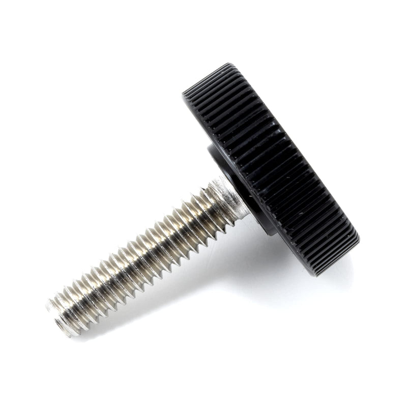 [Australia - AusPower] - 1/4"-20 x 1" Thumb Screw Stainless Steel - Black Knurled Round Plastic Oversized Knob - Standard/Coarse Thread Thumbscrew - Length: 1.000" - Proudly Built in USA - Package of (4) 4 