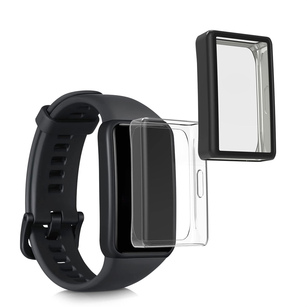[Australia - AusPower] - kwmobile Case Compatible with Huawei Band 6/6 Pro (Set of 2) - Smart Watch/Fitness Tracker Cover - Transparent/Black transparent / black 