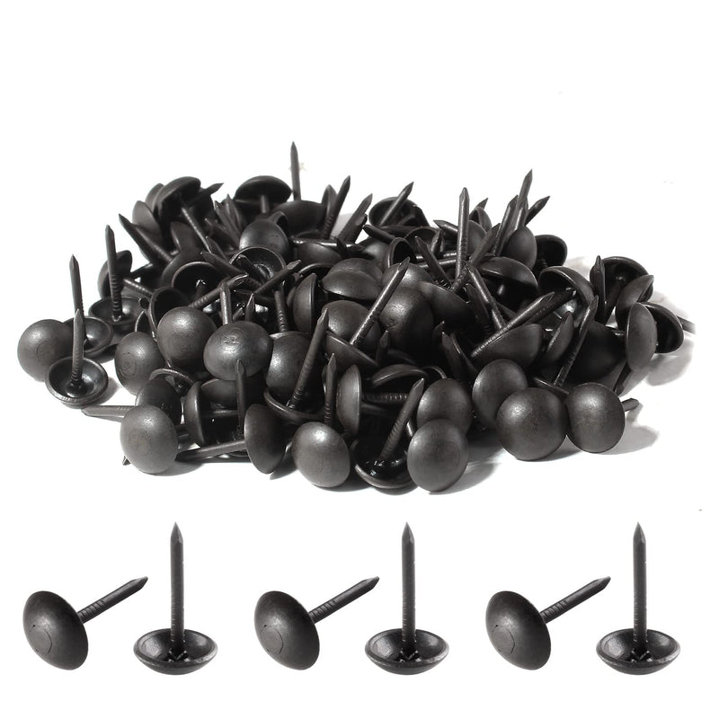 [Australia - AusPower] - Piutouyar 200 Pcs Black Upholstery Tacks Antique Metal Thumb Tacks Round Head Upholstery Pins for Upholstered Furniture Cork Board DIY Projects or Home Decor 7 x 13mm 