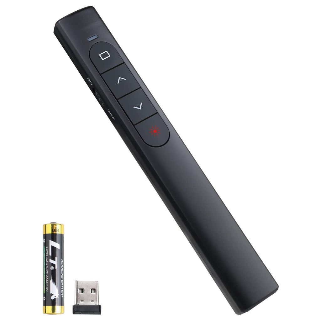 [Australia - AusPower] - Wireless Presenter Remote,Presentation Clicker with Hyperlink &Volume Remote Control PowerPoint Ofifice Presentation Clicker for Keynote/PPT/Mac/PC(Battery Included) USB-Black 
