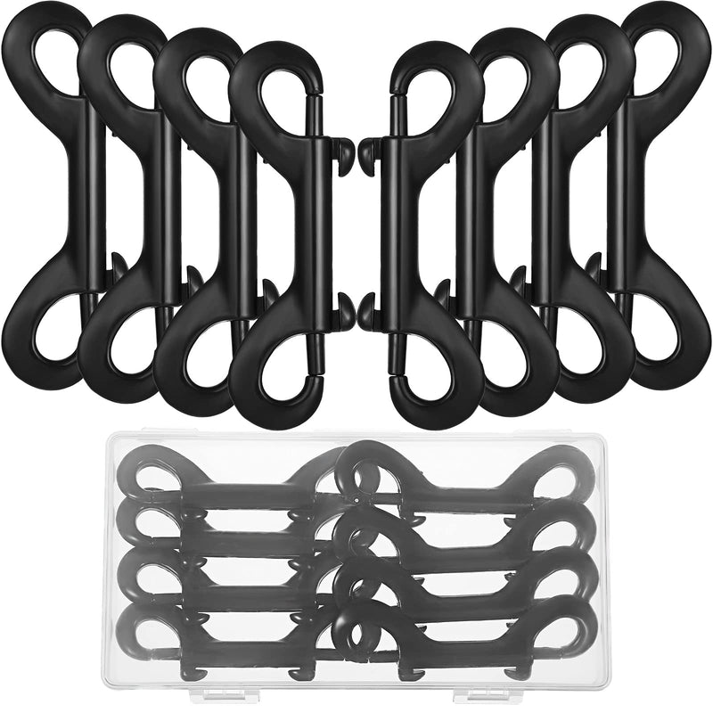 [Australia - AusPower] - 8 Pieces Double Ended Snap Hooks Bolt Snaps Heavy Zinc Alloy Multipurpose Double Sided Clips Chain Metal Clip Key Holder Black Snap Hooks for Water Bucket Dog Leash Feed Buckets, 3.5 Inches 