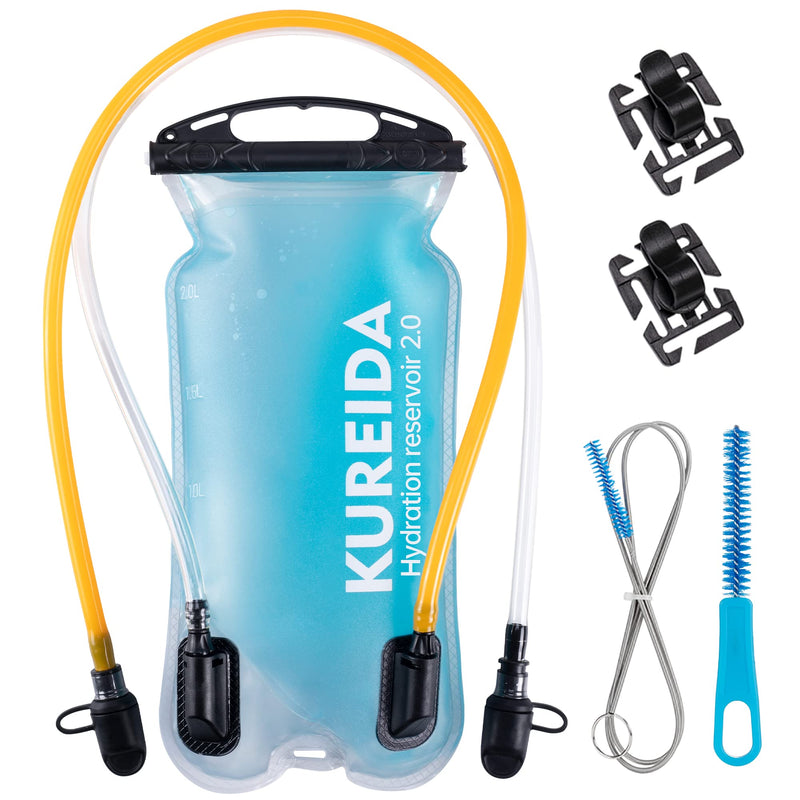 [Australia - AusPower] - KUREIDA Dual Hydration Bladder 2 Liter,Leak Proof 2L Water Bladder,BPA Free Hydration Reservoir for Hydration Pack for Hiking,Carry Water and Electrolytes 
