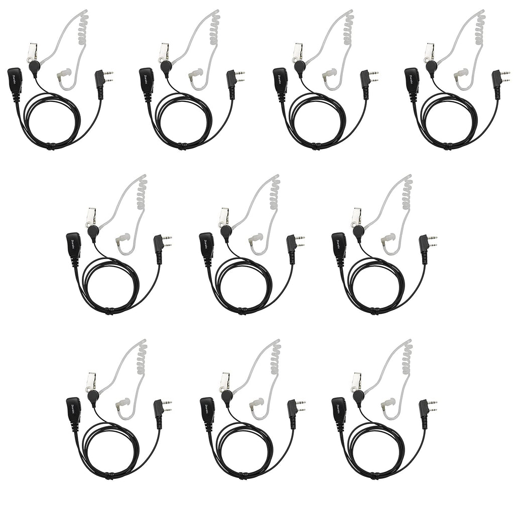 [Australia - AusPower] - Zkarabc Walkie Talkies Earpiece with Mic 2 Pin Acoustic Tube Headset Compatible with Kenwood BF-888S UV-5R Retevis H-777 RT22 Puxing Wouxun (10 Pack) 