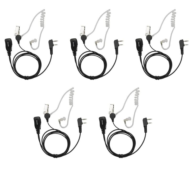[Australia - AusPower] - Zkarabc Walkie Talkies Earpiece with Mic 2 Pin Acoustic Tube Headset Compatible with Kenwood BF-888S UV-5R Retevis H-777 RT22 Puxing Wouxun (5 Pack) 