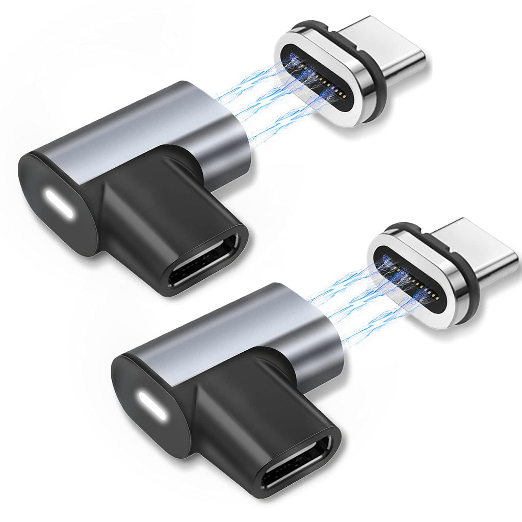 [Australia - AusPower] - USB C Magnetic Adapter,[2 Pack] 24 Pins Type C Connector Support Thunderbolt 3,USB3.1, PD 100W Quick Charge,20Gb/s Data Transfer,4K@60 Hz Video Output for MacBook Pro/Air and More USB-C Devices 2 Grey 
