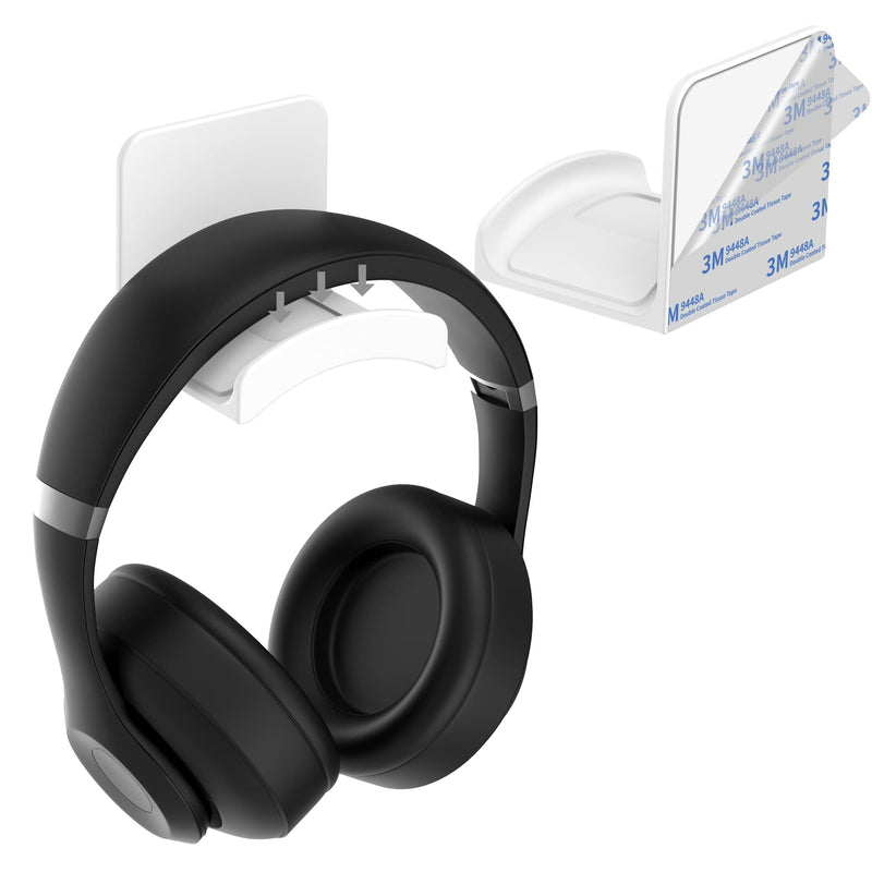 [Australia - AusPower] - HomeMount Headphone Stand Headset Holder - Adhesive Gaming Headphone Hanger Hook Desk Mount for Most Headphone & Controller (White) White 