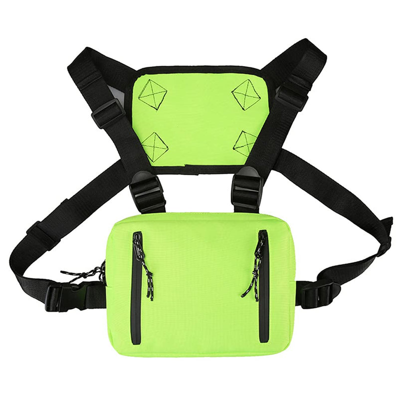 [Australia - AusPower] - Chest Fanny Packfor Men,BVMAG Fashion Chest Bag Utility Harness Pouch Hip Hop Vest for Women Outdoor Sport Running Exercise Hiking Cycling (Fluorescent green) 