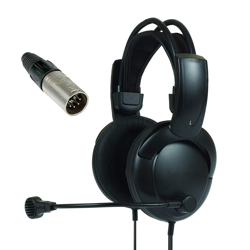 [Australia - AusPower] - Double Muff Intercom Headphones with Male XLR Five Pin Connector Stereo RTS 