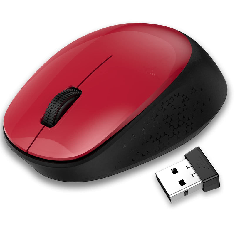 [Australia - AusPower] - LeadsaiL Wireless Mouse for Laptop 2.4G Silent Cordless USB Mouse Slim Wireless Optical Computer Mouse, 3 Buttons, AA Battery Used,1600 DPI for Windows 10/8/7/Mac/Macbook Pro/Air/HP/Dell/Lenovo/Acer Black&Red 
