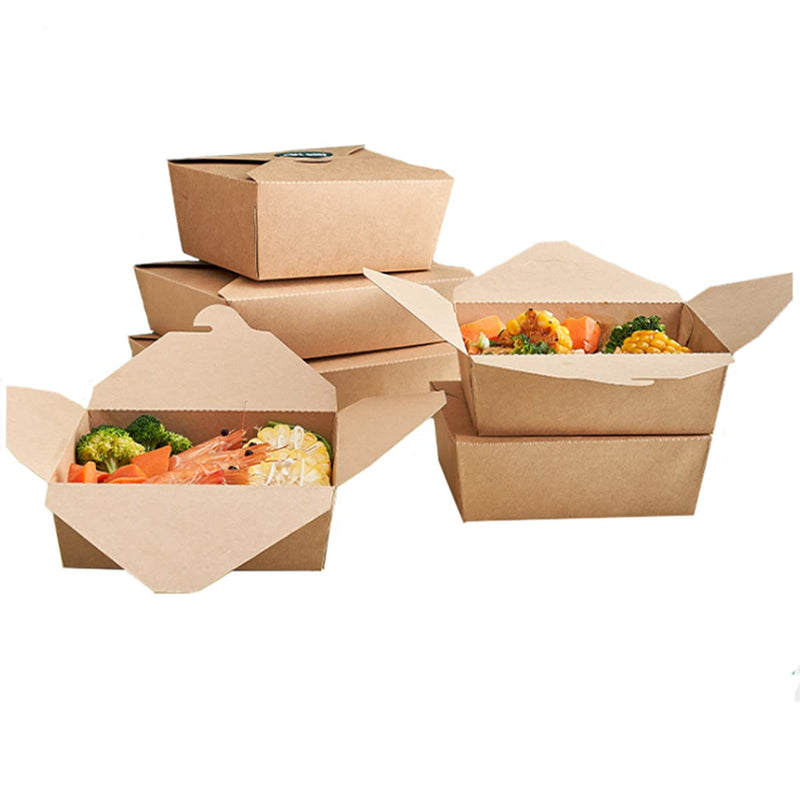 [Australia - AusPower] - 12 Pack Take Out Food Containers Microwaveable Kraft Brown Take Out Boxes,Disposable Kraft Paper Take Out Box Microwaveble Leak and Grease Resistant (6.8" x 5.5" x 1.5") 6.8" x 5.5" x 1.5" 