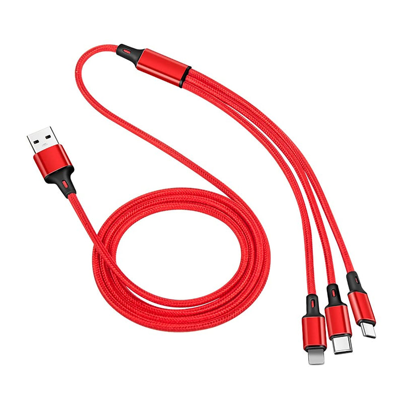 [Australia - AusPower] - 通用 LevU Multi Charging Cable, USB Charger Cable 3 in 1, Nylon Braided Multiple USB Fast Charging Cord Adapter Type C Micro USB Port Connectors Compatible Cell Phones Tablets and More 