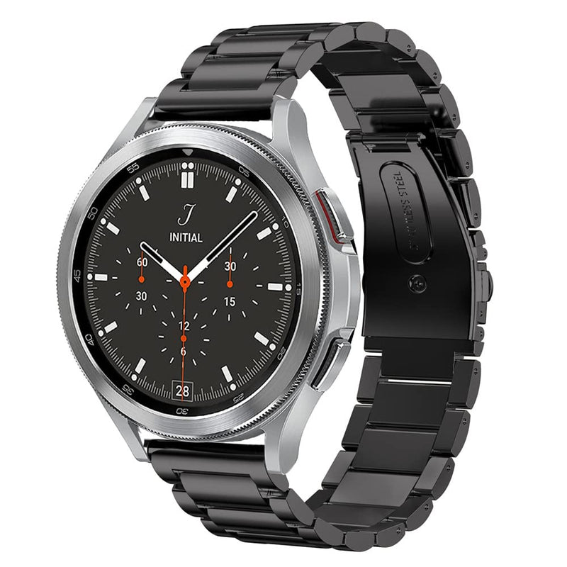[Australia - AusPower] - Intoval Band for Samsung Galaxy Watch 4 / Watch 4 Classic, Premium Stainless Steel Bands with Link Adjustment Tool (Black) Black 