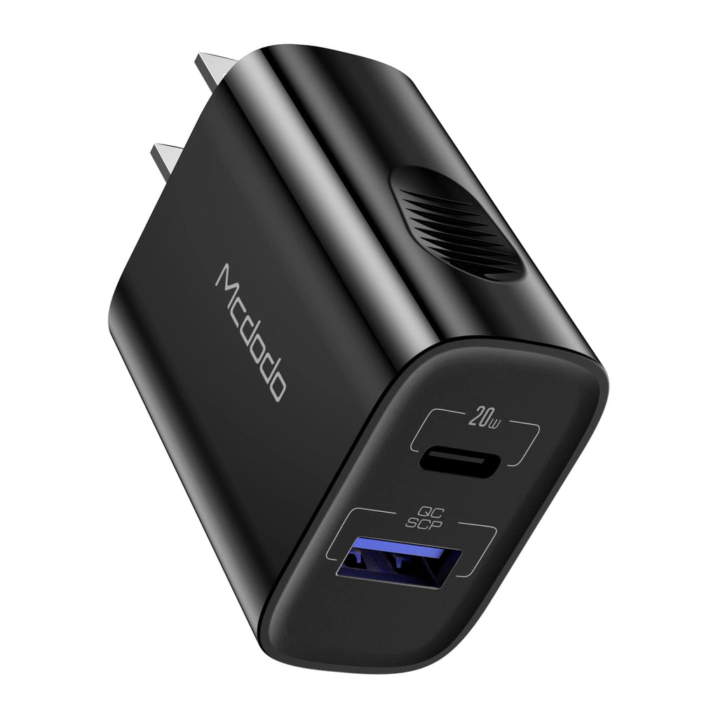 [Australia - AusPower] - Mcdodo USB C Wall Charger, 20W PD Fast Dual-Port Wall Charger Plug Type C Wall Charging Adapter PD Fast Charger Compatible with Galaxy S21/S20 Plus, Mate iPad Airpods Pro Pixel Switch LG Black 
