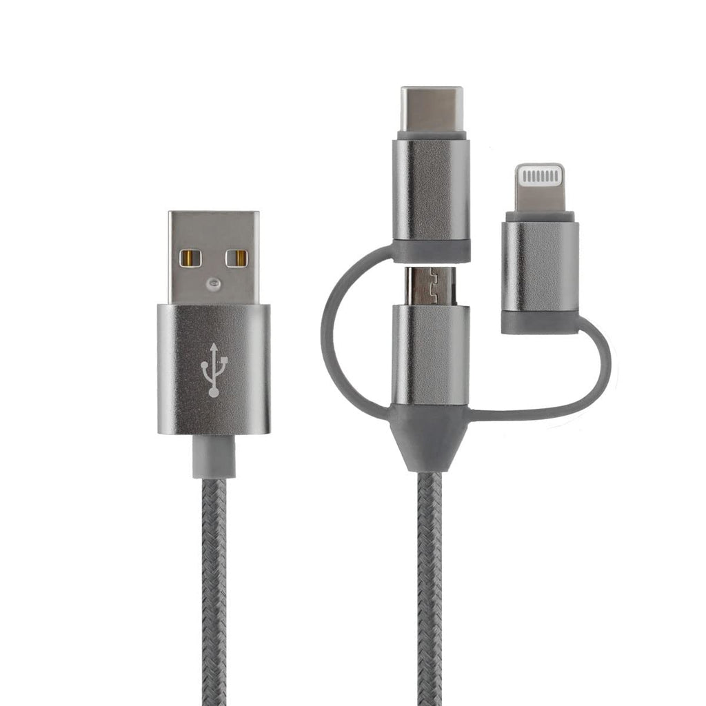 [Australia - AusPower] - Multi Charging Cable TRANGJAN 3 in 1 Fast Charging Cable Adapter USB C/Micro USB/Lightning, 3 in 1 Multi Charger Cable for iPhone/iPad and Android Devices Nylon Braided Cord 3.4ft [MFi Certified] 
