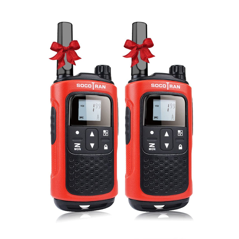 [Australia - AusPower] - SOCOTRAN Walkie Talkies Rechargeable for Adults Two Way Radio 2Pack with Batteries,Charging Dock & Flashlight,Easy to Use for Family Camping Hiking Hunting Security Hotel red 