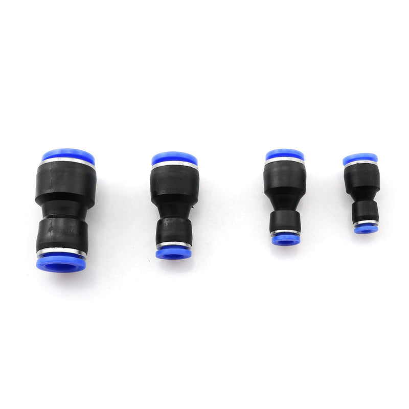 [Australia - AusPower] - heyous 12pcs Plastic Push to Connect Straight Union Pipe Tube Reducer Fitting 4 Sizes (8mm OD x 4mm OD, 10mm OD x 6mm OD, 12mm OD x 8mm OD, 16mm OD x 12mm OD) 