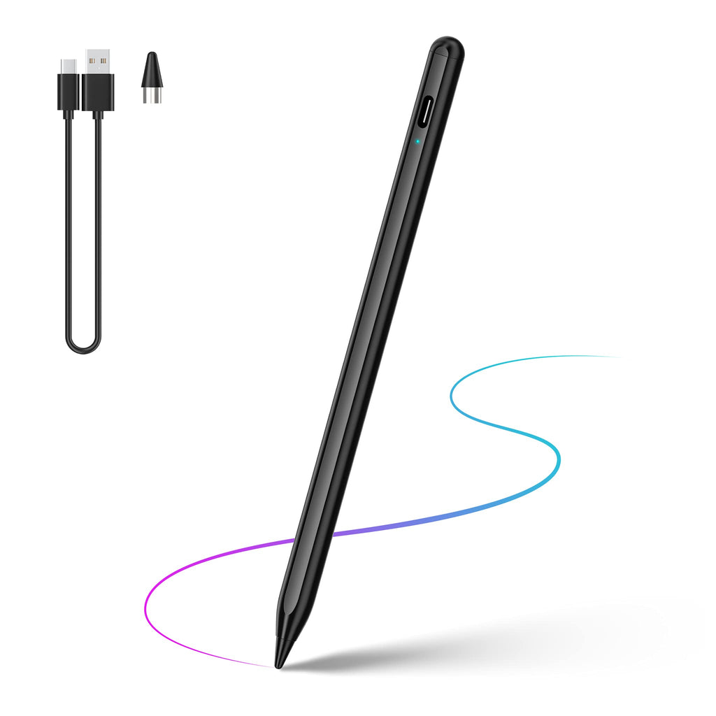 [Australia - AusPower] - Stylus Pen, Tablet Pen Compatible for iOS and Android Touchscreens, Rechargeable Stylus Pen with Dual Touch Screen , Stylus Pencil for Apple/Android/Samsung Tablet, 16.5CM,Black Black 