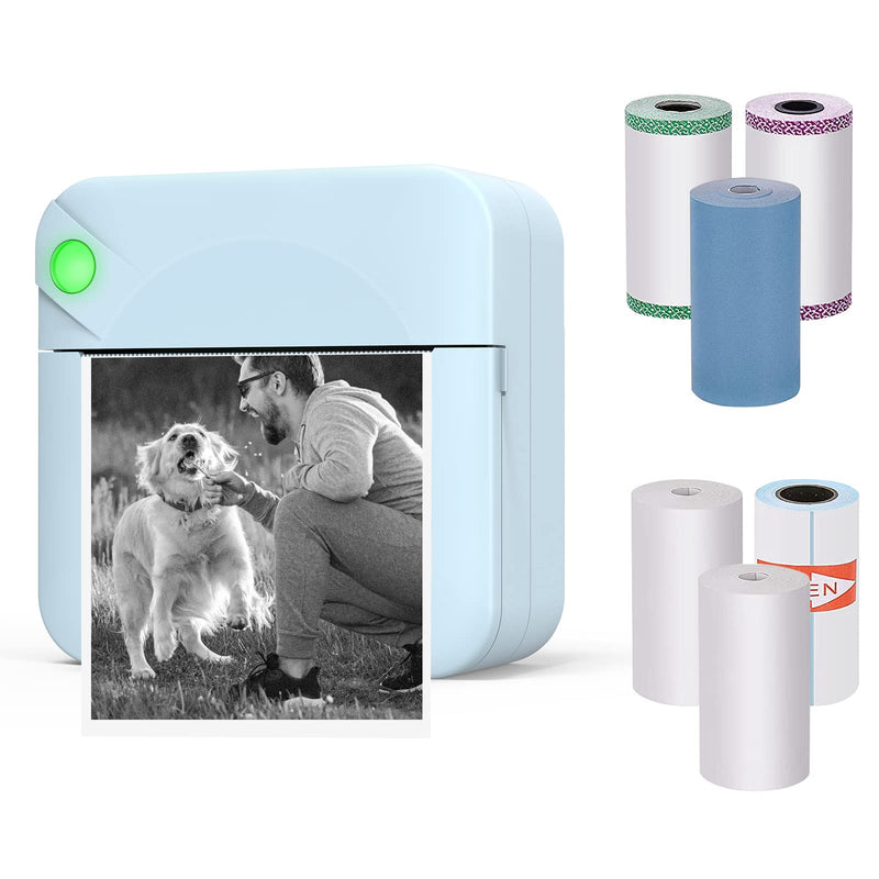 [Australia - AusPower] - MGT, Pocket Mini Printer - MGT Portable Wireless Bluetooth Thermal Photo for iOS Android Mobile Phone, Inkless Printing Gift Study Notes Label Receipt, 6 Rolls Paper, 