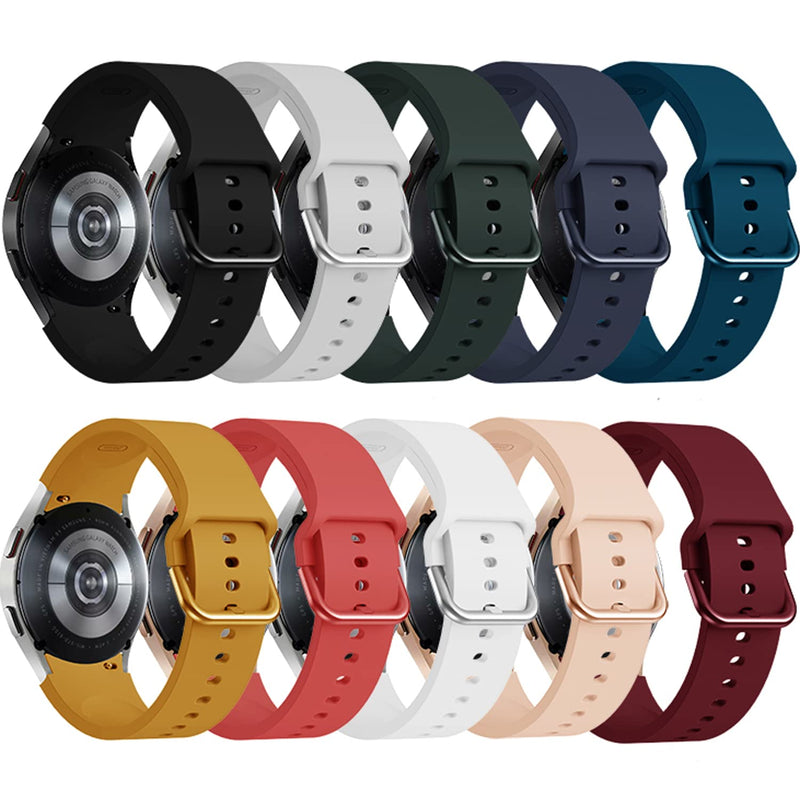 [Australia - AusPower] - Arsfit 10 Pack Bands Compatible for Samsung Galaxy Watch 4 40mm 44mm 2021 Galaxy Watch 4 Classic 42mm 46mm Band, Adjustbale Silicone Replacment Strap with Colorful Buckle for Samsung Watch 4 Women Men 10 Colors 