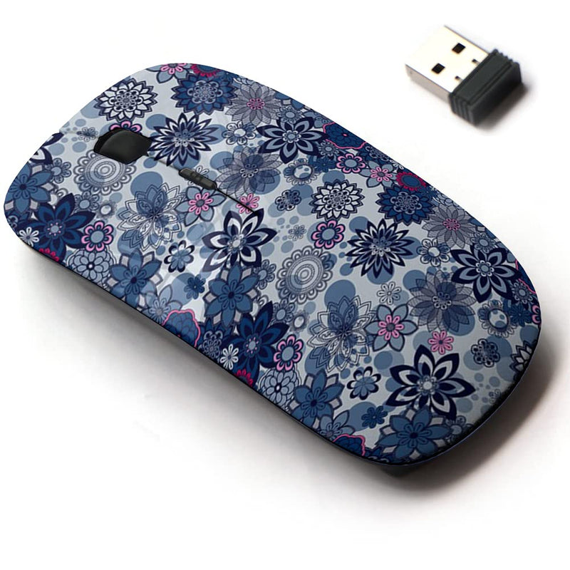 [Australia - AusPower] - 2.4G Wireless Mouse with Cute Pattern Design for All Laptops and Desktops with Nano Receiver - Mandala Floral Elements Decorative 