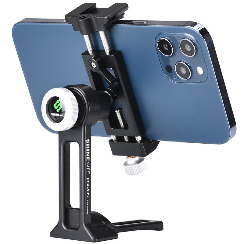[Australia - AusPower] - Phone Holder Tripod Mount w Cold Shoe Mount Adapter,ARCA RRS Dovetai 1/4" Screw Mount Stand for iPhone 13 12 11 Max Pro iPhone X XR Xs 6 7 Plus,All Metal Made 