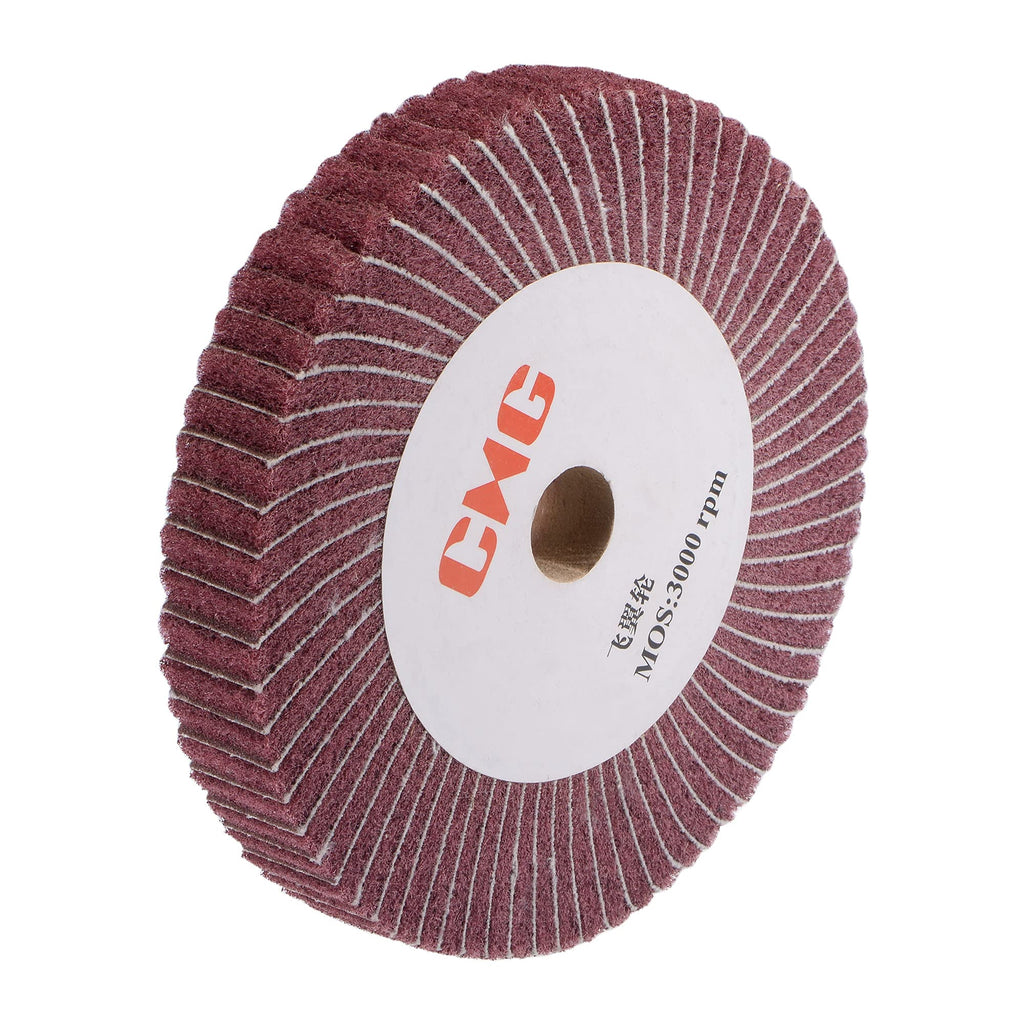 [Australia - AusPower] - uxcell 150mm x 25mm 320 Grit Non-Woven Polishing Burnishing Wheel Abrasive Cloth Nylon Wire Drawing Flap Wheel for Stainless Steel Metal Red 