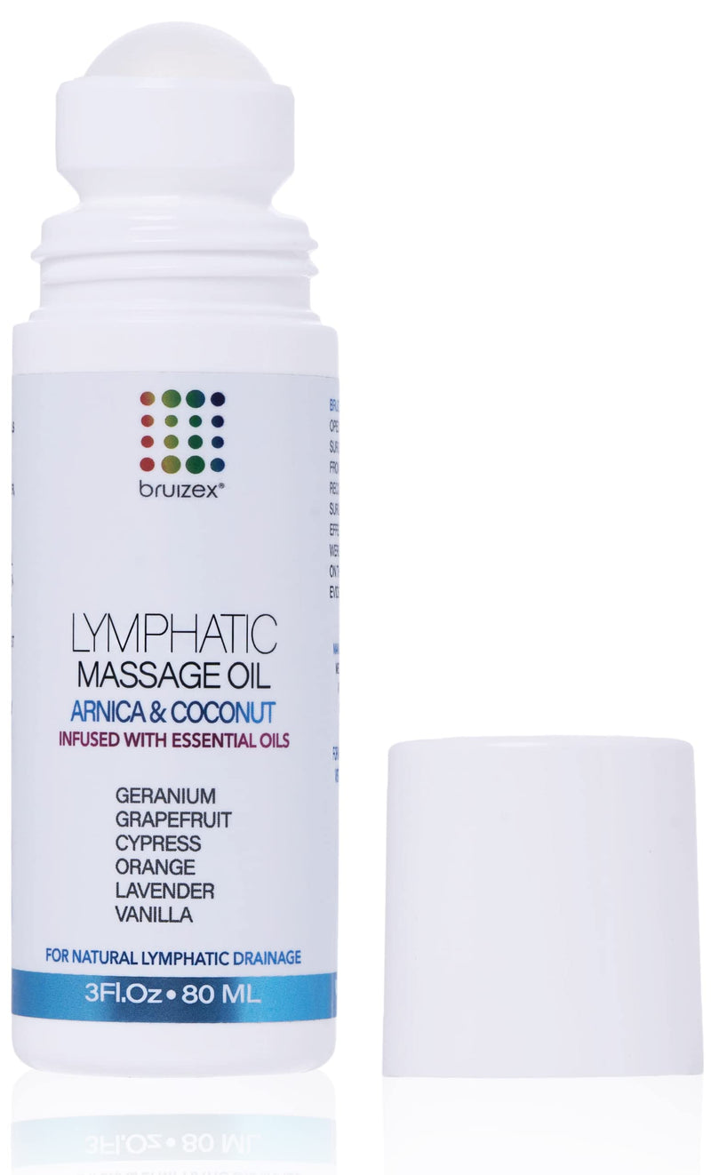[Australia - AusPower] - Lymphatic Massage Oil with Massager: Natural Arnica & Coconut Oil for Manual Drainage, Post Surgery Recovery I Liposuction 360 Lipo, BBL, Tummy Tuck, Lipo Foam, Massager I Arnica, Lavender I 3oz 
