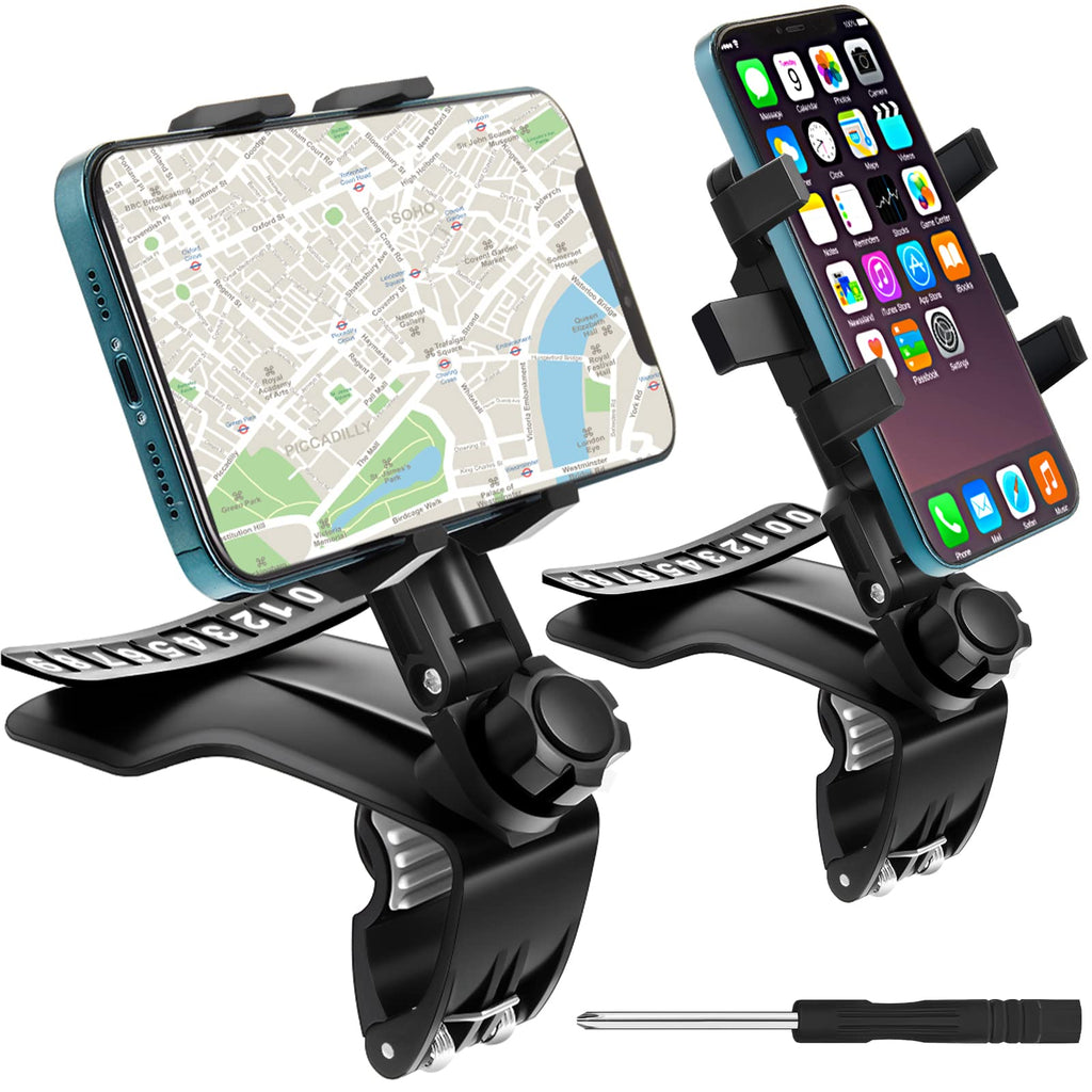 [Australia - AusPower] - 2 Pieces Universal Car Phone Mount Holder Air Vent 1200 Degree Rotation Dashboard Cell Phone Car Clip Mount Windshield Phone Holder Suitable for 3 to 7 Inches Smartphones 