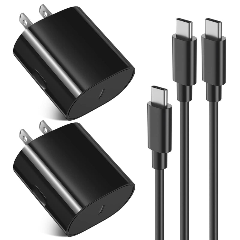 [Australia - AusPower] - Fast Charger Type C Kit, Agtray 2 Pack 20W USB C Wall Charger Power Adapter with 3 Pack Type C Fast Charging Cable [6ft+1.6ft] Compatible Samsung Galaxy S22/S21/S20/10/S9, Note 20/10, G7/G8 - Black 