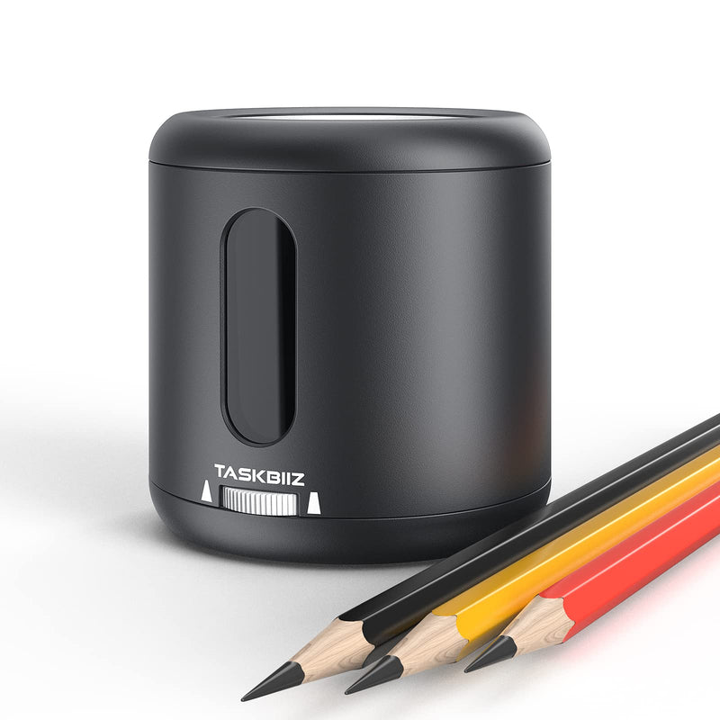 [Australia - AusPower] - Taskbiiz Pencil Sharpeners Electric Pencil Sharpener, Battery/USB Operated Portable Pencil Sharpener Kids,3s Fast Sharpen,Suitable for No.2/Colored Pencils(6-8mm),School/Classroom/Office/Home (Black) Black 