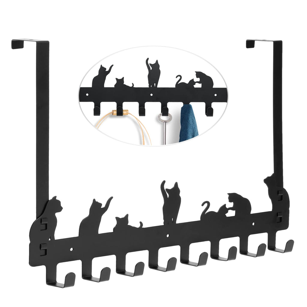 [Australia - AusPower] - STELLABERRY Over The Door Hanger Hook for Hanging Coat Door Hanger Hook with 8 Hooks Wall Mounted Metal Towel Hook Rack Hanger for Bathroom Door Decorative Organizer, Cat 