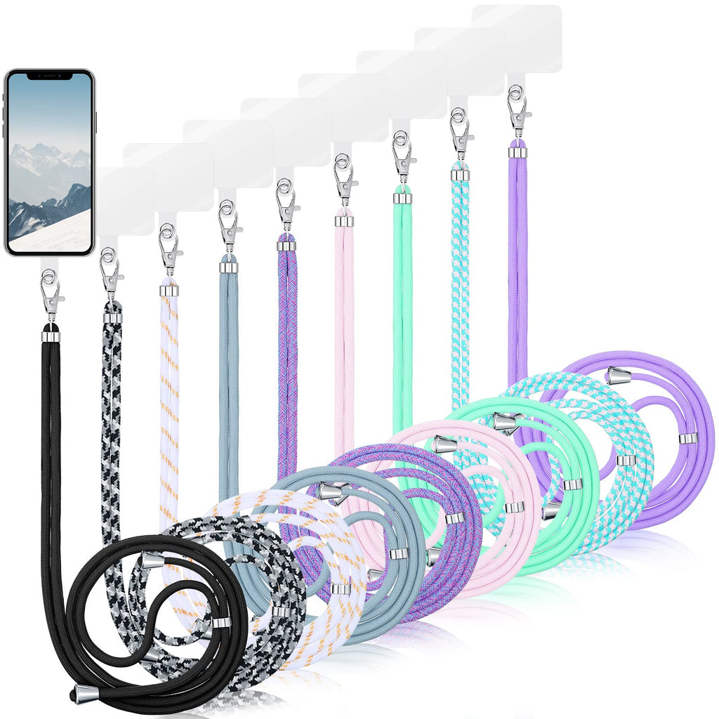 [Australia - AusPower] - 9 Pieces Universal Cell Phone Lanyards with Adjustable Nylon Neck Strap,Neck Crossbody Lanyard and 9 Pieces Transparent Phone Tether Tab (Fresh Colors) Fresh Colors 