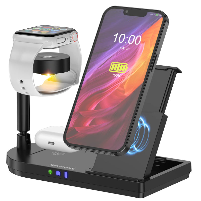 [Australia - AusPower] - Wireless Charger Stand 4 in 1 Fast Charging Station for Apple Watch SE/7/6/5/4/3/2, AirPods Pro /4/3, Compatible with iPhone 13/13 Pro/13 Mini/13 Pro Max/12/11/SE/X/8/8 Plus/Samsung Galaxy/LG 