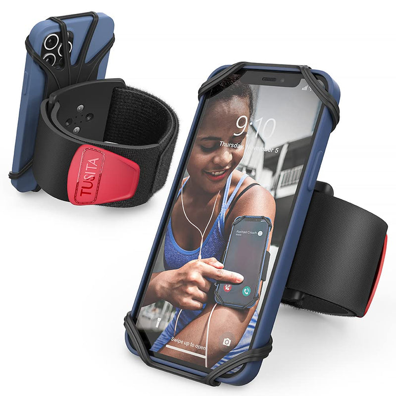 [Australia - AusPower] - TUSITA Running Armband Compatible with Garmin Bike GPS Computer, 4.7"-6.9" Phones - Universal Detachable Phone Mount Holder + Sport Arm Band for iPhone 13/12/11 Pro MAX Samsung Galaxy Note20 S21 