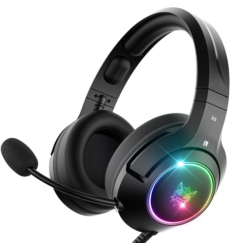 [Australia - AusPower] - 【2022 Upgraded】 Ajsaki K9 Gaming Headset,Gaming Headphones with RGB LED Lights, Noise Cancelling, Stereo PS Vita Headset with Microphone, Over-Ear Headphones for PC, PS4, PS5,Switch, Xbox One, Mac 