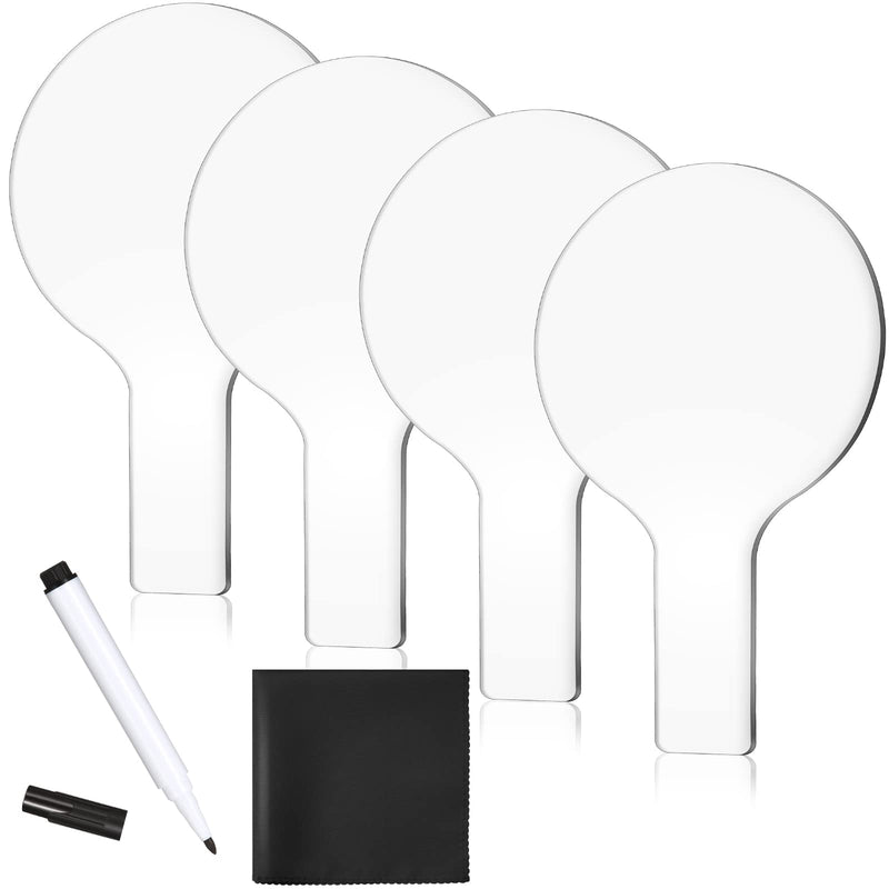 [Australia - AusPower] - 4 Pieces Answer Dry Erase Paddles for Kids Acrylic Answer Board Double Sided Score Boards Paddles for Students for Auction Bidding and Classroom Voting and Answers (White Boards, Black Marker) White Boards, Black Marker 