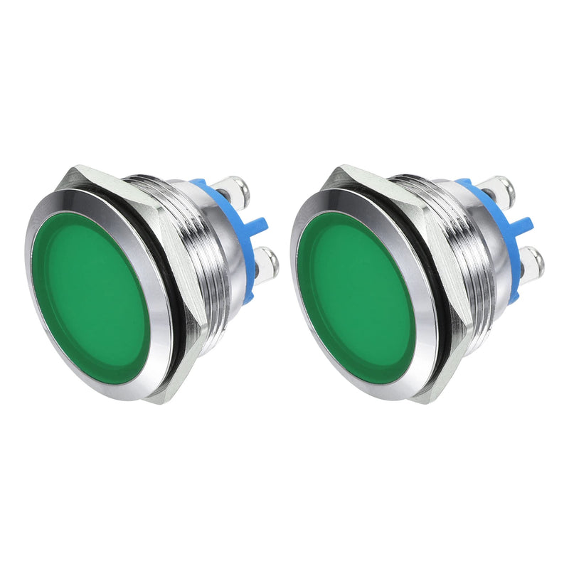 [Australia - AusPower] - MECCANIXITY Indicator LED Light 110V 22mm M22 Panel Mount Metal Waterproof Signal Lamp with O Ring, Green Pack of 2 