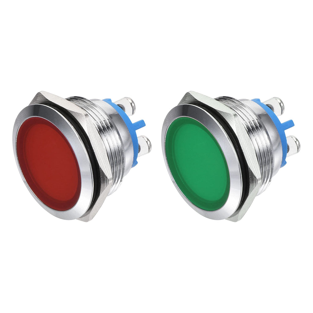 [Australia - AusPower] - MECCANIXITY Indicator LED Light 12V 22mm M22 Panel Mount Metal Waterproof Signal Lamp with O Ring, Red Green 1 Set 