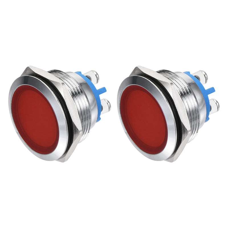 [Australia - AusPower] - MECCANIXITY Indicator LED Light 12V 22mm M22 Panel Mount Metal Waterproof Signal Lamp with O Ring, Red Pack of 2 