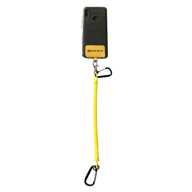[Australia - AusPower] - Drop Stop Mobile Phone Tether - Cell Phone Drop and Damage Prevention with Carabiners for Attachment for Workplace Phone Safety Vest Attachment - Carabiner for Cell Phone (High Visibility Yellow) High Visibility Yellow 