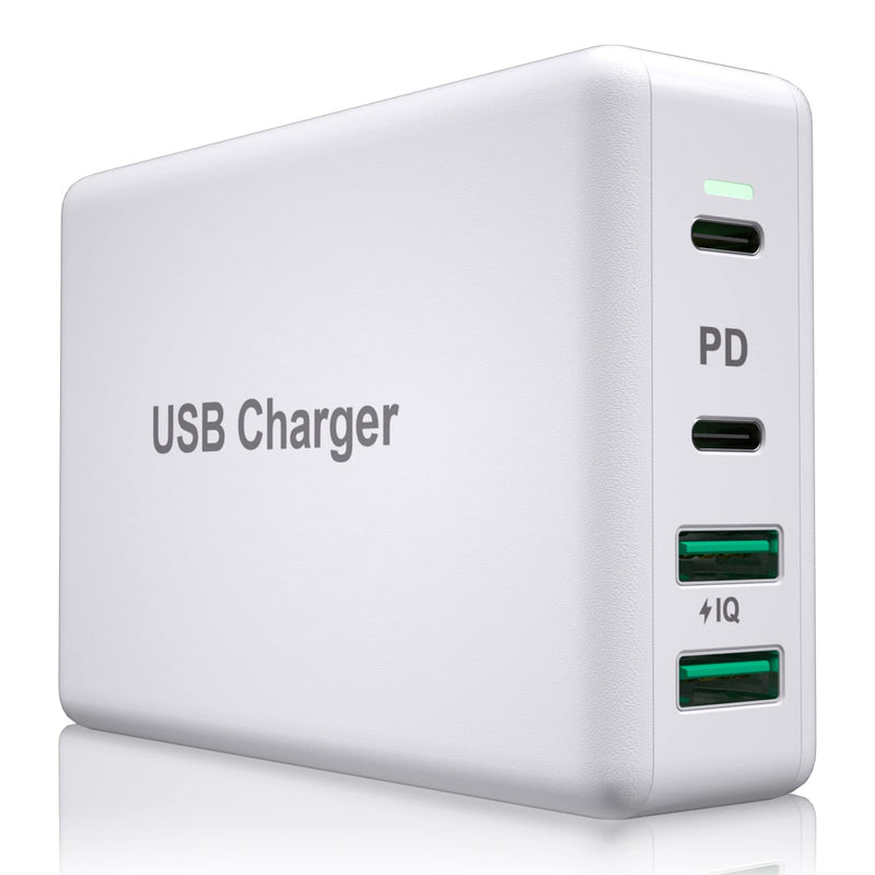 [Australia - AusPower] - USB C Charger，100W 4-Port USB C Charging Station,Portable Desktop PD Power Charger Adapter with 2 USB C & 2 USB A,Fast Charging for MacBook Pro/Air， iPhone，iPad，Galaxy and More 
