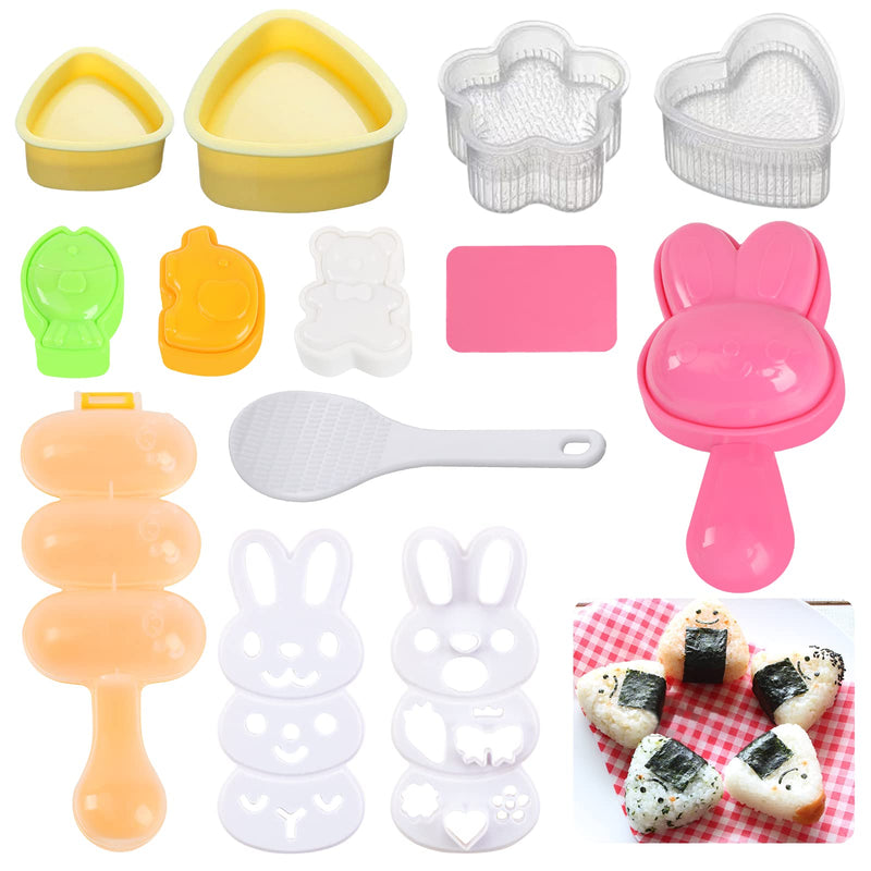 [Australia - AusPower] - 10Pcs Rice Ball Molds, Cartoon Cute Onigiri Mold DIY Sushi Molds, Rice Ball Mould Shaker Sushi Maker Tool, Animal Rice Decorating Mold, Triangle Rice Mold, Sushi Rice Molds for Kids Bento Onigiri Tool 