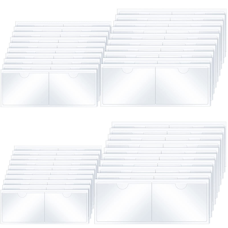 [Australia - AusPower] - TBoxBo 40 Pack Self-Adhesive Index Card Holder,Pocket Sticker,Clear Plastic Library Card Pockets Label Holder with Top Open,for Index Cards,Business Cards and Photos Organization and Protection 