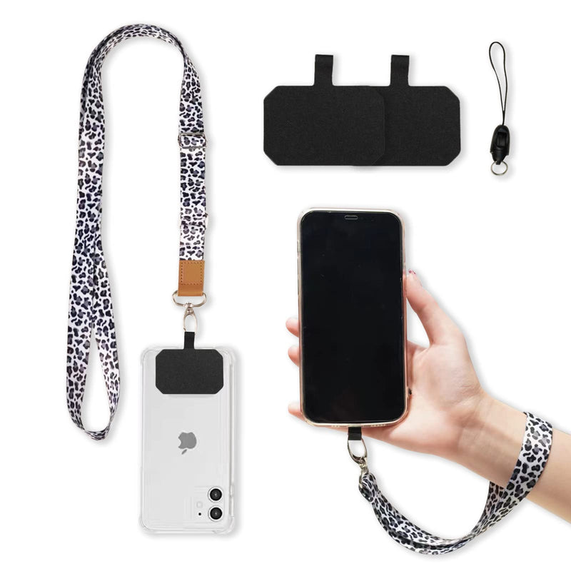 [Australia - AusPower] - Phone Lanyard (5-Piece Set), Cell Phone Lanyard with Adjustable Detachable Neckstrap and Phone Tether，Compatible with Most Smartphones（Snow Leopard） Snow Leopard 